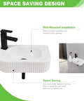 Rectangular Wall Mount Vessel Sink In White Porcelain Ceramic With Faucet And Drain, Modern Wall Mounted Bathroom Basin for a dope sleek look