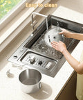 Stainless Steel Cat Water Fountain 74oz Automatic Pet Water Dispenser being cleaned in a sink, showing easy maintenance.
