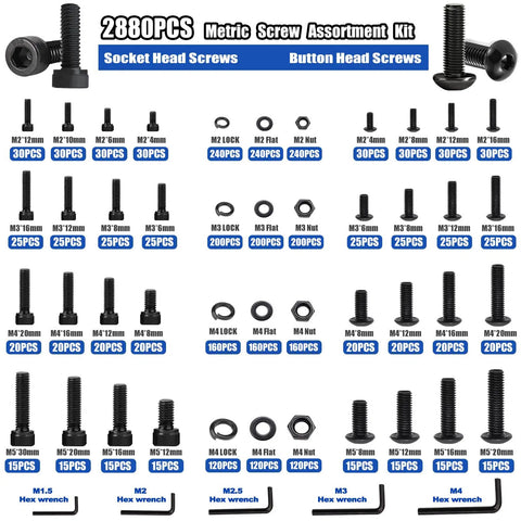 All In One Flange Bolt And Screw Kit With 3160 Pieces, Taiss Brand, hex socket and cap head screws assortment, toolbox not visible