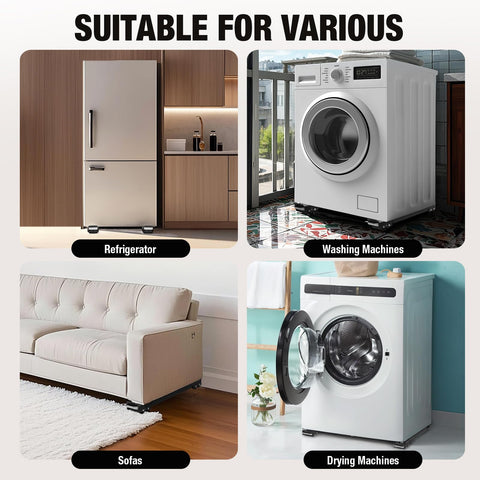 Extendable Washing Machine Dolly With Heavy Duty Mobile Base For Washer Dryer Refrigerator Or Furniture, 24 Smooth Glide Wheels With Brakes, 17 to 28 Inches Adjustable Length, 330 Pound Capacity Ready To Roll