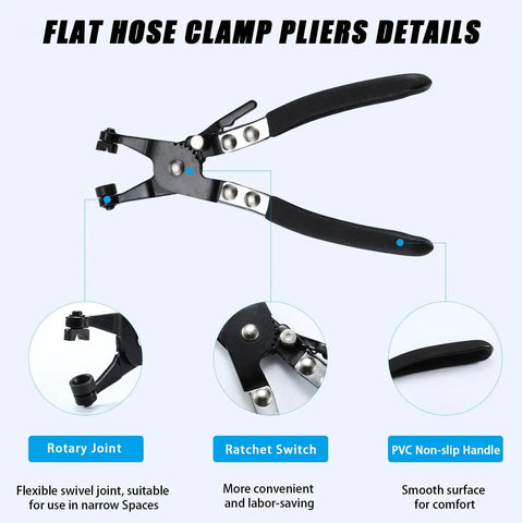 Flat hose clamp pliers with flexible swivel joint and PVC non-slip handle for Beefy Spring Hose Clamp Kit With Pliers 130 Piece