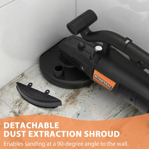 7 Inch Concrete Grinder Set With Extendable Rod, 3800W Floor Polisher With Dust Extraction Shroud in corner sanding
