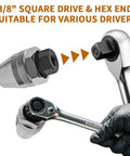 Damaged Bolt And Stud Extractor Tool For Quarter To Half Inch Studs With Three Eighths Inch Drive shown with socket wrench