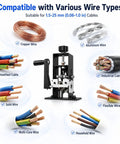 Heavy Duty Wire Stripper Machine For Quick Cable Prepping With Dual Drive Crank Or Drill Mount, compatible with various wire types.