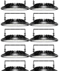 Front view of UFO LED High Bay Lights 100W 10 Pack Ultra Bright 10000LM 6500K Daylight Waterproof High Bay Light for Factory Warehouse Workshop Energy Saving 120 Degree Beam 96 PCS SMD LEDs Easy Install