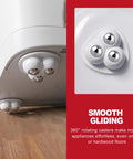 Eight Piece Self Adhesive Caster Wheels That Roll Like A Dream With 360 Degree Swivel Mini Appliance Rollers on a smooth surface.