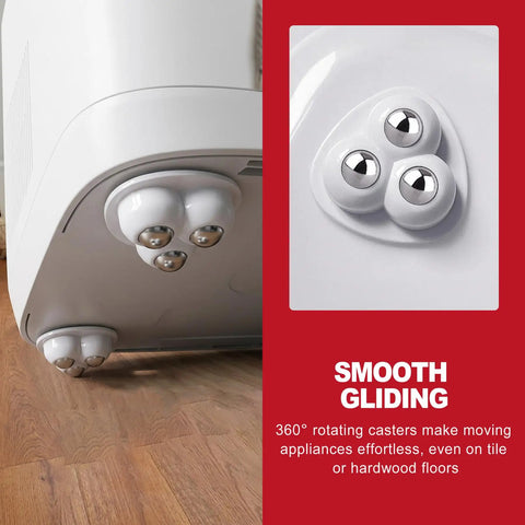 Eight Piece Self Adhesive Caster Wheels That Roll Like A Dream With 360 Degree Swivel Mini Appliance Rollers on a smooth surface.
