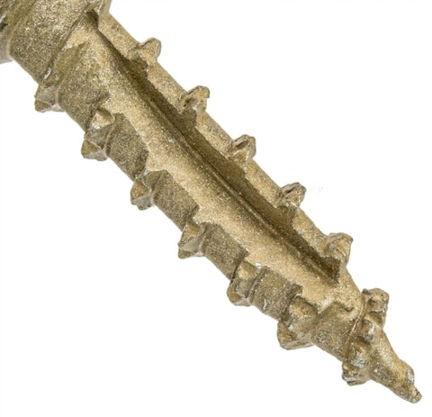 Close-up of Exterior Coated Lag Screw Kit with Torx Star Drive 3 Inch Type 17 Point for ACQ Lumber Construction