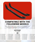 Black Refrigerator Door Handles 2 Pack Set For GE Refrigerators Replacement Kit WR12X22183 shown with compatibility list