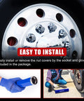 60Pcs Lug Nut Covers Kit 33mm Flat Top Thread On ABS Chrome Plastic For Heavy Duty Semi Trucks Trailers RVs Fits 32mm 33mm