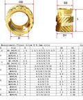 Heat Set Brass Insert Nut Kit M2 M8 For 3D Printing And Laptop Repair, brass insert dimensions chart