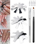 All In One French Nail Tip Cutter Kit With 3 Deep Smile Line Cutters 2 French Acrylic Brushes 1 Cutting Knife 5 Spare Blades