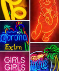 Various real glass neon signs powered by Lichtenberg Wood Burning Transformer 10kV 30mA Neon Sign Power Supply For Fractal Burning.
