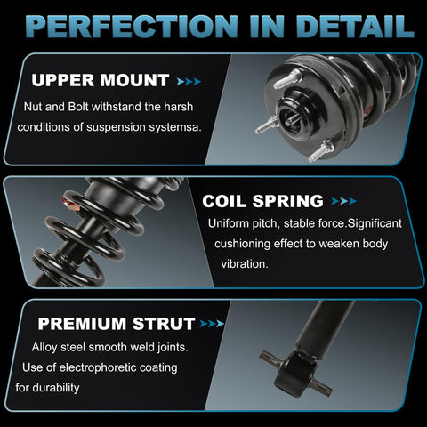 Front Complete Strut Assembly Kit For Chevy Silverado 1500 And GMC Sierra 1500 2007 To 2013 with focus on details