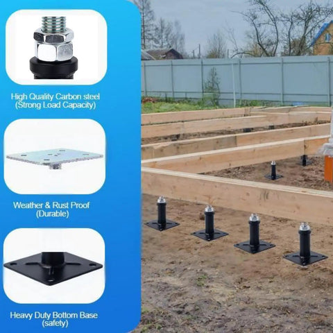 4 Pack Adjustable Floor Jack Posts No Sweat Heavy Duty Lift Supports 6 To 9 Inch Screw Jack For Crawlspace Deck Stair Leveling with durable bases