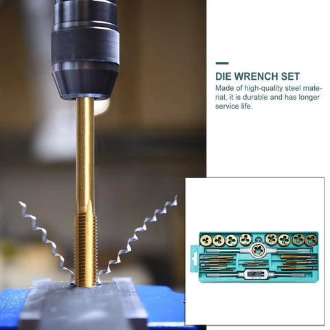 Ultimate 20pcs Metric Thread Tap And Die Set With Alloy Steel Handles For Fast Hand Threading On Metal Parts Perfect For Machining And DIY Fixing Jobs, steel die wrench set