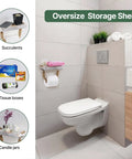 Coastal Rope Toilet Paper Holder With Shelf Wall Mount for Bathroom Decor in modern restroom with succulents and candles