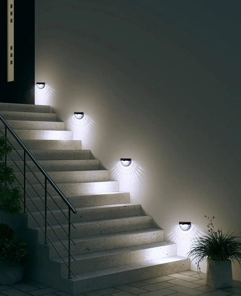Solar Fence Post Lights Wall Mount Deck Lighting Black 4 Pack Fresh Garden Pathway Illumination on Staircase