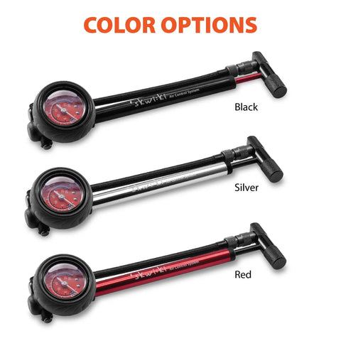 High Pressure Shock Pump With Gauge For Mountain Bikes 400 PSI Front Fork And Rear Shock Inflator, black, silver, red options