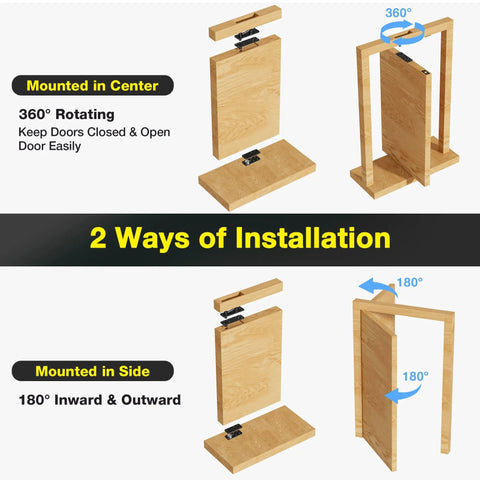 Beefy Heavy Duty Hidden Door Hinge Kit With 620 Lbs Load Capacity Stainless Steel Pivot Hinge 360 Degree Rotation