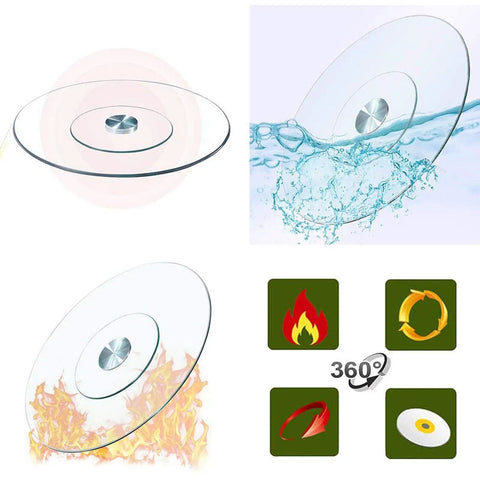 Heavy Duty Round Tempered Glass Turntable 24 To 33 Inch Lazy Susan For Kitchen Dining Tabletop 10mm Thick Explosion Proof showing features