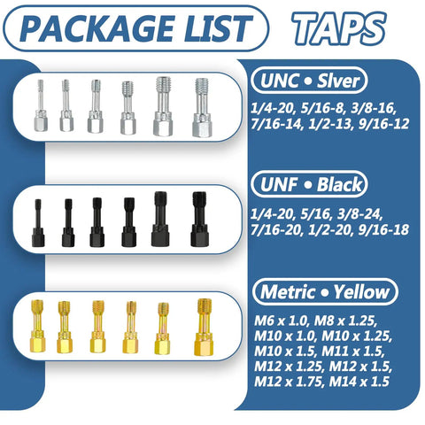 Heavy Duty 48 Piece Thread Chaser Set Kit With Metric And SAE Rethreading Includes 22 Taps 24 Dies And 2 Thread Files Displayed