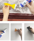Pro Grade Drywall Repair Kit With Scraper And Mending Agent, Wall Patch Kit For Cracks And Holes application process showcased.