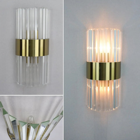 Gold Wall Sconces Set Of Two Modern Crystal Sconce Lighting For Living Room Hallway And Bathroom 2 Light Brass Glass Wall Fixtures