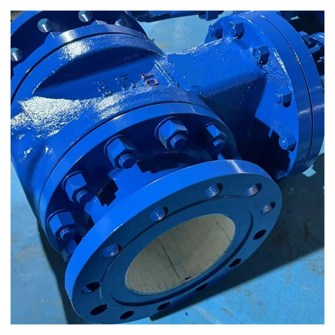 Blue flanged DN100 stop valve with bolted ends (gate valve style) for irrigation