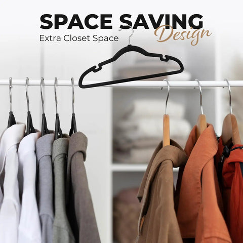 Super Dope Velvet Hangers 100 Pack Slick Space Saving Wardrobe Organizer For Shirts Pants Dresses Suits With Non Slip Grooved Hook Heavy Duty Coat Rack Keeps Your Fit Game Strong All Year Round