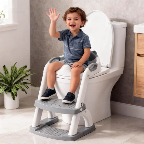 Toddler Potty Training Seat And Step Stool Combo 2 In 1 Foldable Bathroom Chair With Anti Slip Grip Easy Peasy Setup That Grows With Your Kiddo For Quick Hygiene Routines