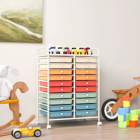 20-Drawer Rolling Storage Cart With Removable Drawers And Lockable Wheels, Multifunctional Mobile Craft Organizer in macaron color finish