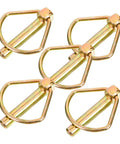 Homoyoyo Heavy Duty Golden Carbon Steel Hitch Lock Pins For Trailer Tractor And Industrial Use With Quick Release Latch Safety Hardware Pin Set, set of five durable pins.