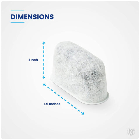 12 Pack Charcoal Coffee Filter Replacements For Cuisinart And Braun BrewSense Coffee Makers, shown with dimensions.