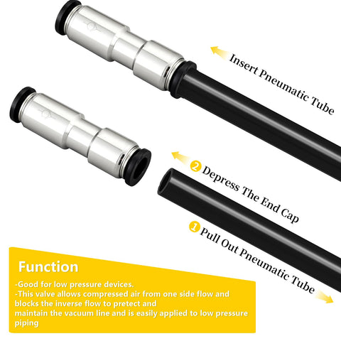 One Quarter Inch Push To Connect Check Valve For Air Pneumatic Systems One Way Inline Valve Nickel Plated Brass And Plastic