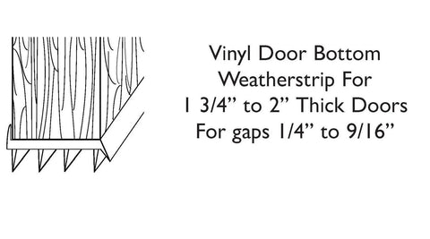 Vinyl Door Bottom Weatherstrip For Doors Between One And Two Inches Thick Four Foot Brown With Easy Install Built In Drip Cap Fits Gaps From Quarter Inch To Nine Sixteenths Inch Made In The United States drawing
