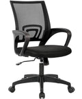 Ergonomic Office Chair With Breathable Mesh Back And Lumbar Support, Mid Back Swivel Desk Chair, Height Adjustable, Black