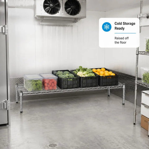 Must Have Heavy Duty Chrome Wire Storage Stand 14 By 54 By 14 Inches NSF Commercial Raised Shelving Unit For Foodservice Kitchens Restaurants Pantries Backrooms Organization And Stockroom Sorting, raised in cold storage