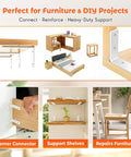 10 Inch Heavy Duty White Shelf Brackets showing use in furniture and DIY projects for wall shelves and furniture repair.