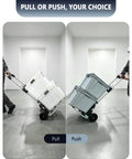 Heavy Duty Folding Hand Truck With Slick Telescoping Handle And Smooth Rolling Wheels Zero Fuss Portable Dolly Cart for pulling and pushing bins.
