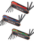 25 Piece Folding Hex Key Set SAE And Metric With Color Coded Bodies And Labeled Sizes Allen Wrenches