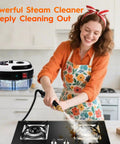Badass Steam Cleaner For Home Use 2500W Portable Handheld Steamer kickin butt on grease, cleaning kitchen stovetop quickly.