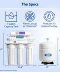 Front view of APEC Essence Series RO drinking water filtration system with 4-gallon tank.