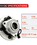 Pair Front Wheel Hub And Bearing Assembly 515126 For 2009 2010 2011 Dodge Ram 1500 With ABS 5 Lug Driver And Passenger Side shown with specifications.