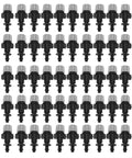 50 Piece Misting Nozzle Set For Garden Drip Irrigation, Durable Plastic Construction, arranged in rows on white background