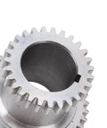 Close-up of a metal gear from the Top Shelf Heavy Duty Mini Lathe Gear Set High Low Speed Transmission Kit With Motor Belt Pulley.