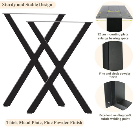 Beefy Metal Table Legs 28 Inch High Square Tube Industrial Style For DIY Dining Tables And Desks Built Tough 800 Lbs Capacity