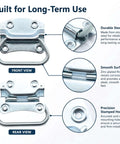 3-1/2 Inch Chest Handles, Two Pack, Steel Surface Mount Pull Ring Handles, Zinc Plated shown front and rear views with details.