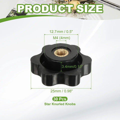 Built Tough Heavy Duty Plastic Screw On Clamping Knobs With Brass Core Grippy Star Knobs Knurled M4 Female Thread