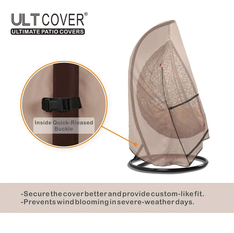 Patio Hanging Egg Chair Cover Waterproof Outdoor Single Seat Swing Chair With Stand Fits Up To 45W By 33D By 68H Inches 600D